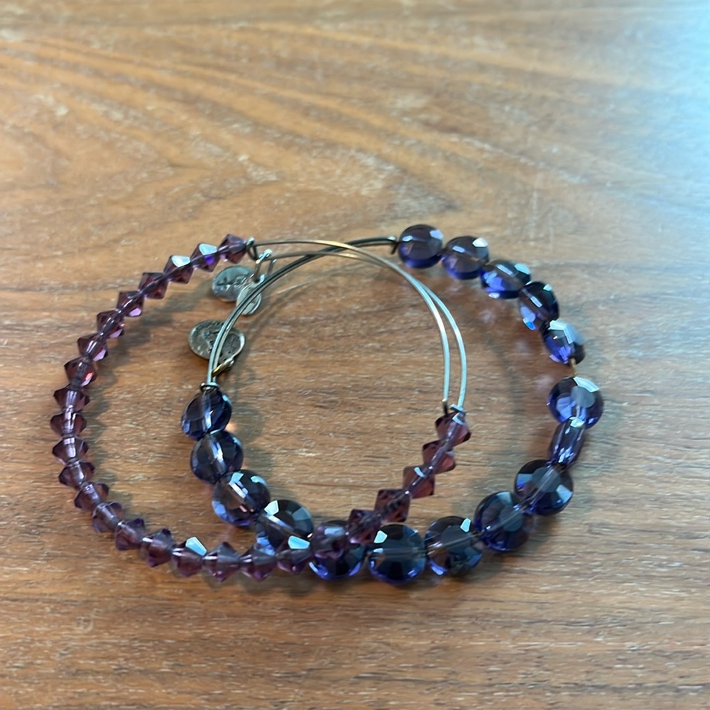 Alex and Ani set of two purple gem bracelets